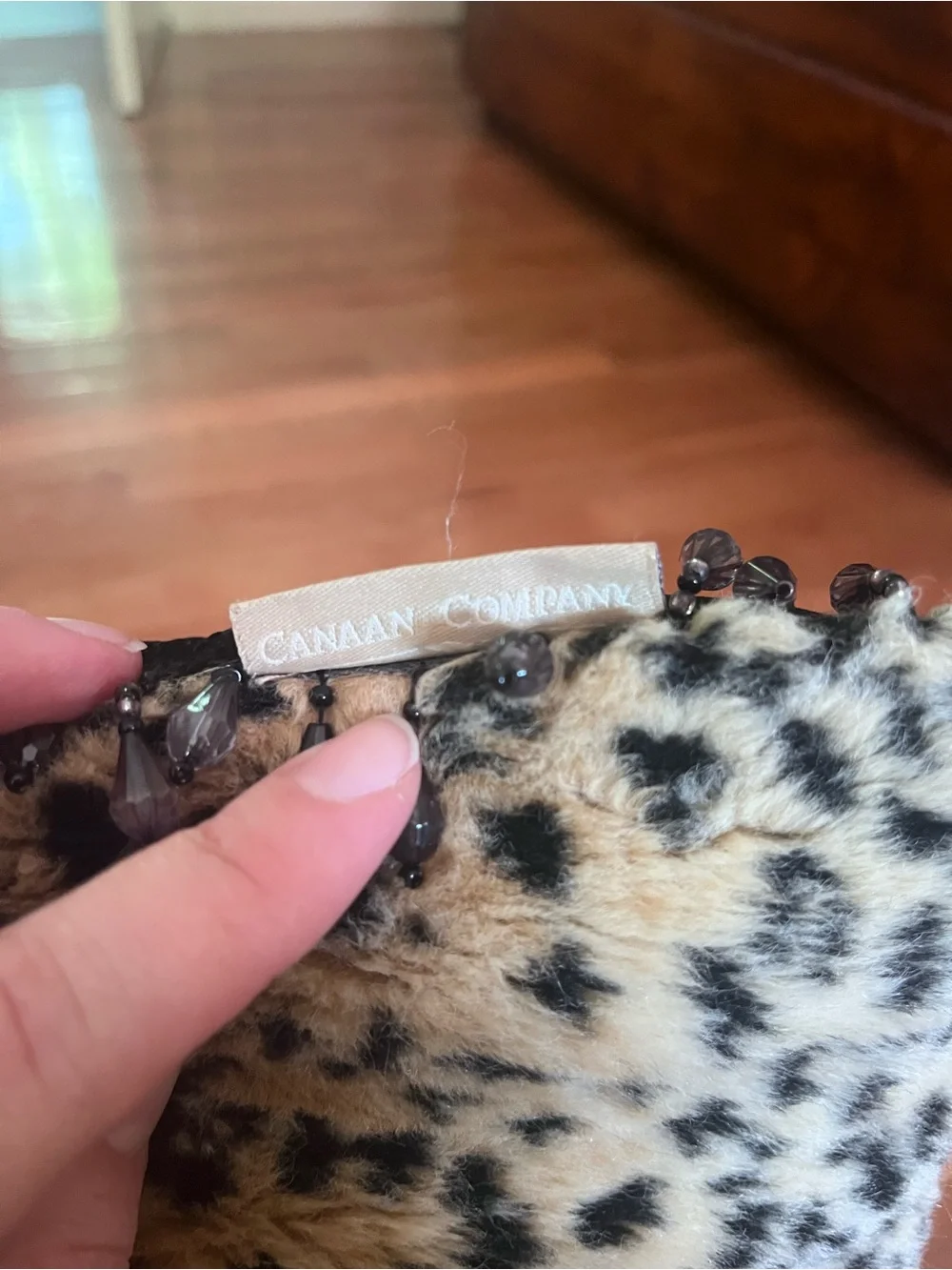 Canaan Company Cheetah Soft Pillow with Beads